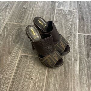 Fendi  Zocca Canvas Brown and Leather shoes
